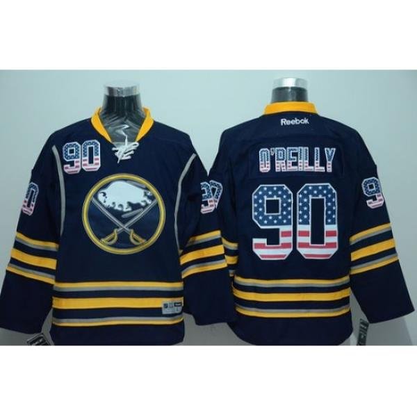 Sabres #90 Ryan O 27Reilly Navy Blue USA Flag Fashion Stitched NHL Jersey