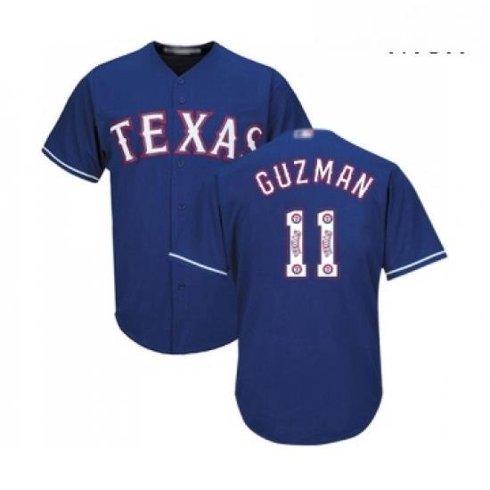 Mens Texas Rangers 11 Ronald Guzman Authentic Royal Blue Team Logo Fashion Cool Base Baseball Jersey