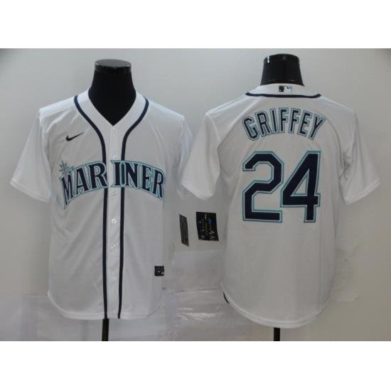 Mariners 24 Ken Griffey Jr  White 2020 Nike Cool Base Jersey