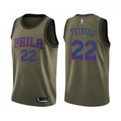 Mens Philadelphia 76ers 22 Mattise Thybulle Swingman Green Salute to Service Basketball Jersey