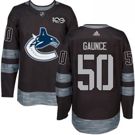 Mens Adidas Vancouver Canucks 50 Brendan Gaunce Authentic Black 1917 2017 100th Anniversary NHL Jersey