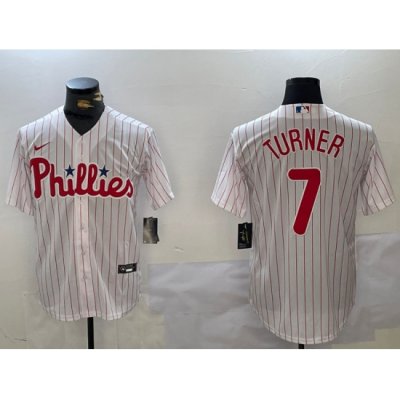 Men Philadelphia Phillies 7 Trea Turner White Cool Base Stitched Jersey