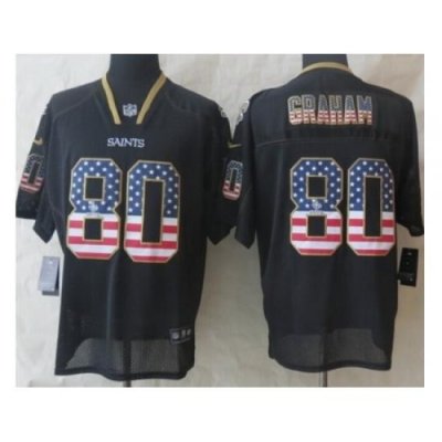 Nike New Orleans Saints 80 Jimmy Graham Black Elite USA Flag Fashion NFL Jersey