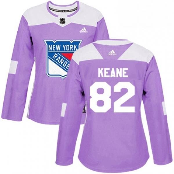 Womens Adidas New York Rangers 82 Joey Keane Authentic Purple Fights Cancer Practice NHL Jersey