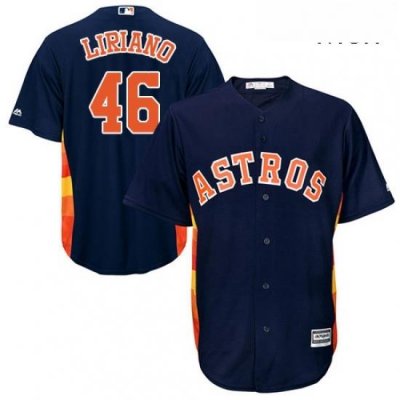 Mens Majestic Houston Astros 46 Francisco Liriano Replica Navy Blue Alternate Cool Base MLB Jersey