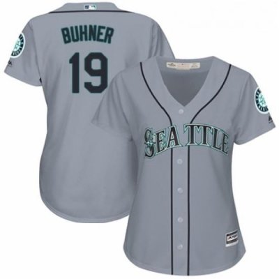 Womens Majestic Seattle Mariners 19 Jay Buhner Replica Grey Road Cool Base MLB Jersey