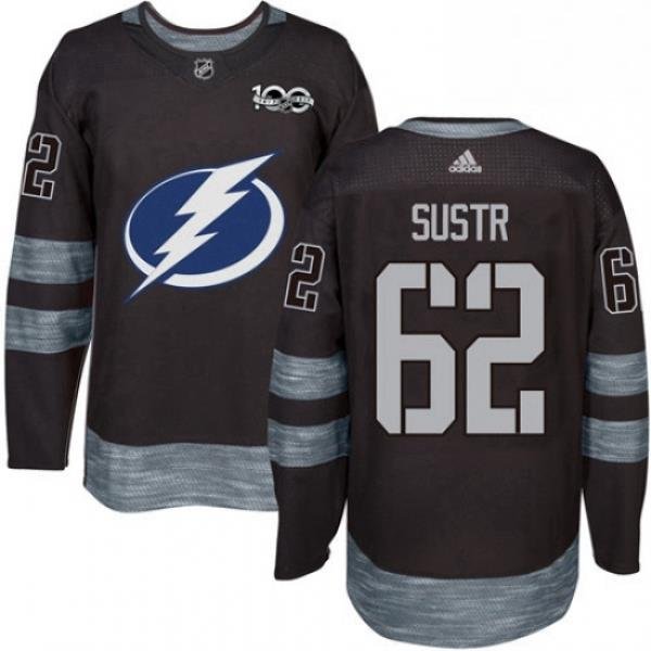 Mens Adidas Tampa Bay Lightning 62 Andrej Sustr Authentic Black 1917 2017 100th Anniversary NHL Jersey