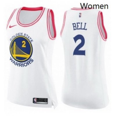 Womens Nike Golden State Warriors 2 Jordan Bell Swingman WhitePink Fashion NBA Jersey