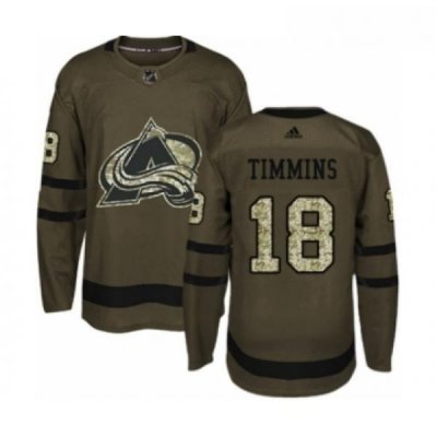 Youth Adidas Colorado Avalanche 18 Conor Timmins Authentic Green Salute to Service NHL Jersey