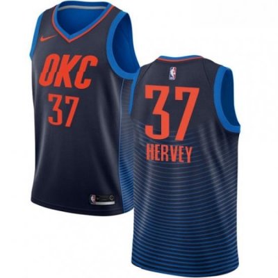 Womens Nike Oklahoma City Thunder 37 Kevin Hervey Swingman Navy Blue NBA Jersey Statement Edition