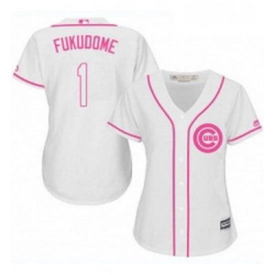 Womens Majestic Chicago Cubs 1 Kosuke Fukudome Replica White Fashion MLB Jersey