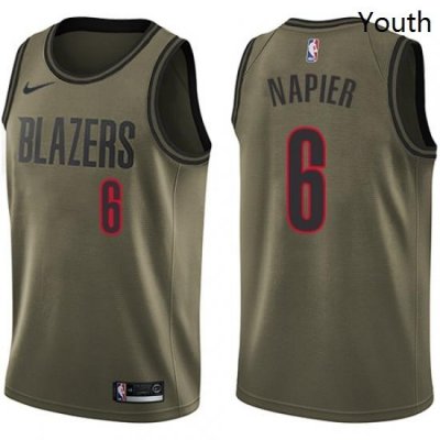 Youth Nike Portland Trail Blazers 6 Shabazz Napier Swingman Green Salute to Service NBA Jersey