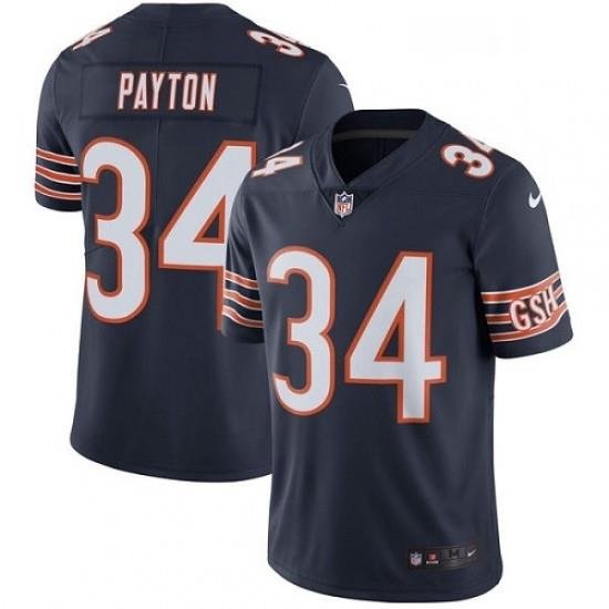 Mens Nike Chicago Bears 34 Walter Payton Navy Blue Team Color Vapor Untouchable Limited Player NFL Jersey