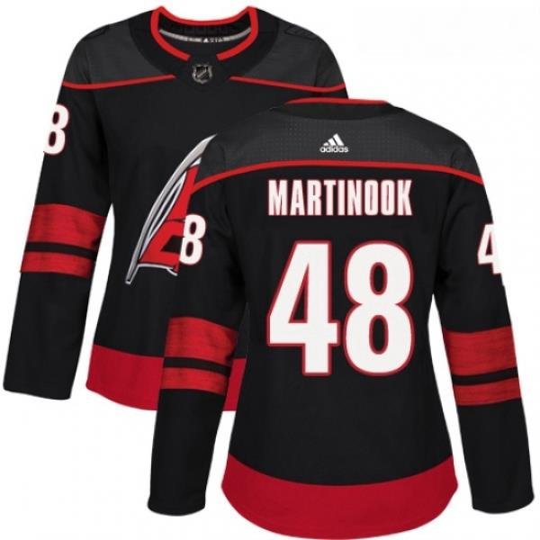 Womens Adidas Carolina Hurricanes 48 Jordan Martinook Premier Black Alternate NHL Jersey