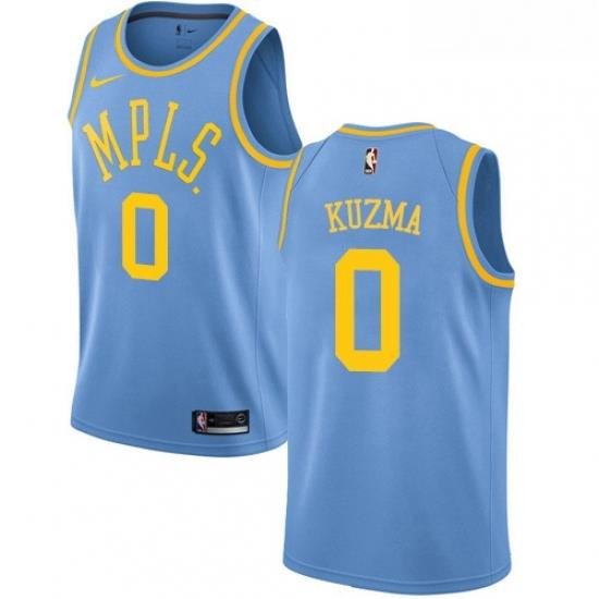 Womens Nike Los Angeles Lakers 0 Kyle Kuzma Swingman Blue Hardwood Classics NBA Jersey