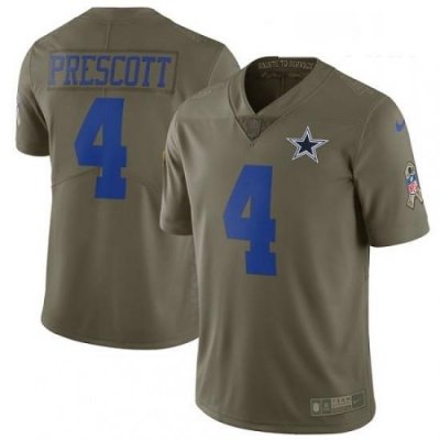 Youth Nike Dallas Cowboys 4 Dak Prescott Limited Olive 2017 Salute to Service NFL Jersey