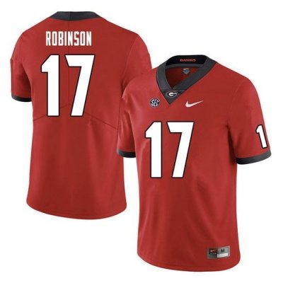 Men #17 Justin Robinson Georgia Bulldogs College Football Jerseys Sale-Red