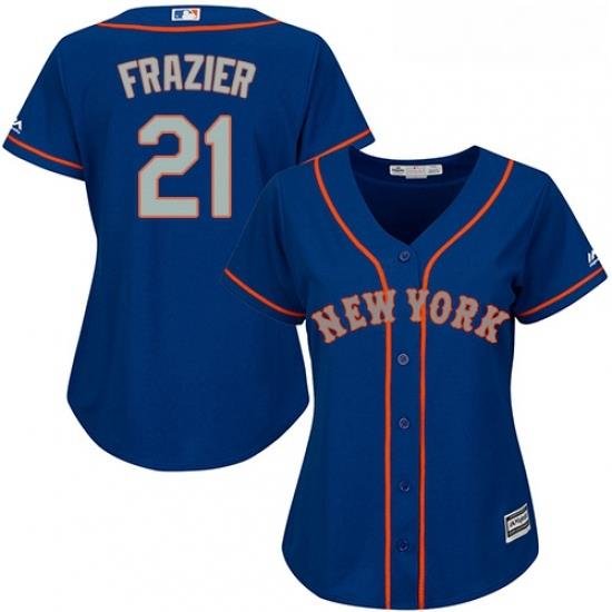 Womens Majestic New York Mets 21 Todd Frazier Authentic Royal Blue Alternate Road Cool Base MLB Jersey