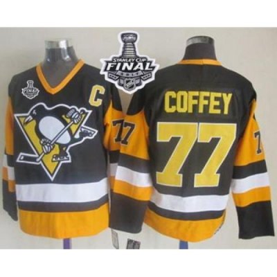 Penguins #77 Paul Coffey Black CCM Throwback 2017 Stanley Cup Final Patch Stitched NHL Jersey