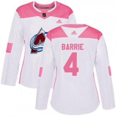 Womens Adidas Colorado Avalanche 4 Tyson Barrie Authentic WhitePink Fashion NHL Jersey