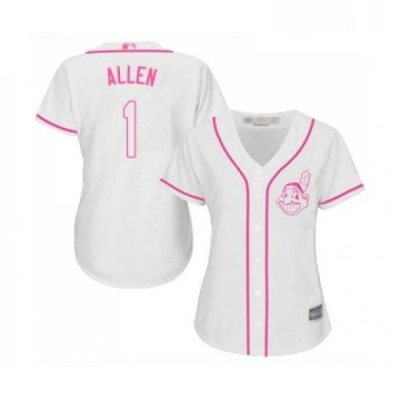 Womens Cleveland Indians 1 Greg Allen Replica White Fashion Cool Base Baseball Jersey