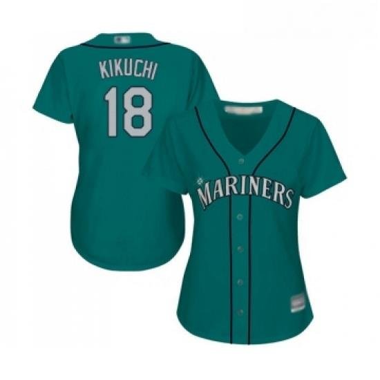 Womens Seattle Mariners 18 Yusei Kikuchi Replica Teal Green Alternate Cool Base Baseball Jersey