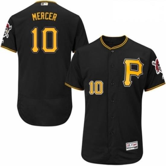 Mens Majestic Pittsburgh Pirates 10 Jordy Mercer Black Alternate Flex Base Authentic Collection MLB Jersey