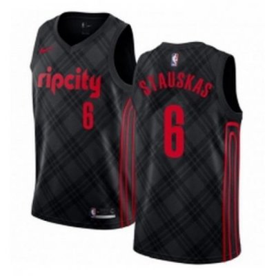 Youth Nike Portland Trail Blazers 6 Nik Stauskas Swingman Black NBA Jersey City Edition