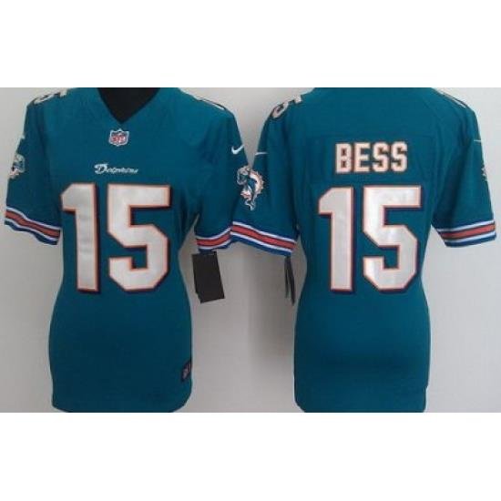 Women Nike Miami Dolphins 15 Davone Bess Green Nike NFL Jerseys