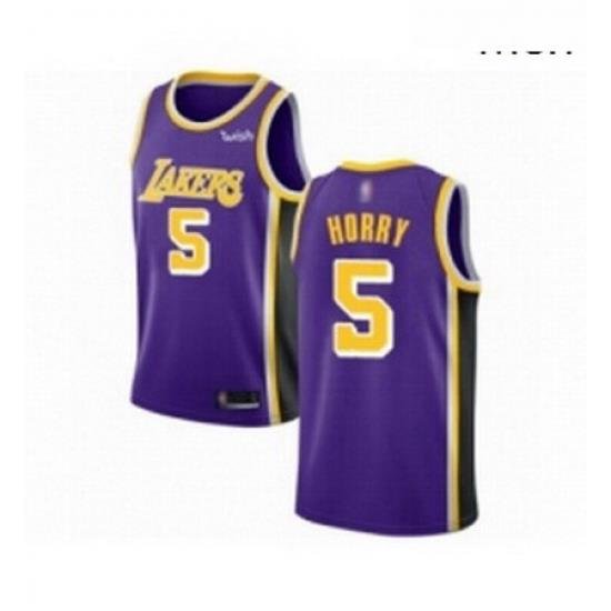 Mens Los Angeles Lakers 5 Robert Horry Authentic Purple Basketball Jerseys Icon Edition