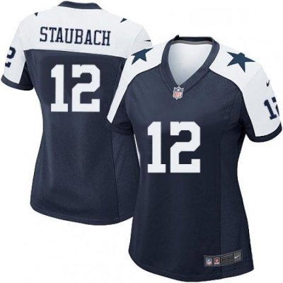 Womens Nike Dallas Cowboys 12 Roger Staubach Game Navy Blue Throwback Alternate NFL Jersey