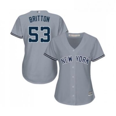 Womens New York Yankees 53 Zach Britton Authentic Grey Road Baseball Jersey