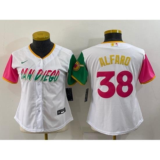 Women San Diego Padres 38 Jorge Alfaro 2022 White City Connect Cool Base Stitched Baseball Jersey