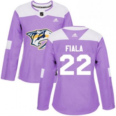 Womens Adidas Nashville Predators 22 Kevin Fiala Authentic Purple Fights Cancer Practice NHL Jersey