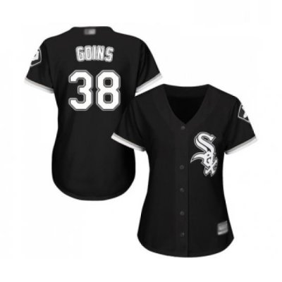 Womens Chicago White Sox 38 Ryan Goins Replica Black Alternate Home Cool Base Baseball Jersey