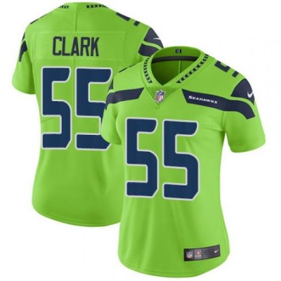 Womens Nike Seahawks #55 Frank Clark Green  Stitched NFL Limited Rush Jersey