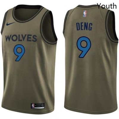 Youth Nike Minnesota Timberwolves 9 Luol Deng Swingman Green Salute to Service NBA Jersey