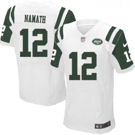 Mens Nike New York Jets 12 Joe Namath Elite White NFL Jersey