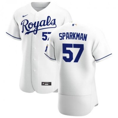 Men Kansas City Royals 57 Glenn Sparkman Men Nike White Home 2020 Flex Base Player MLB Jersey