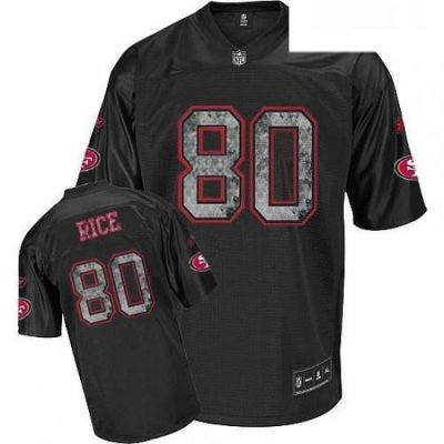 Reebok San Francisco 49ers 80 Jerry Rice Premier EQT Sideline Black United Throwback NFL Jersey