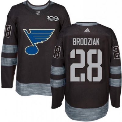 Mens Adidas St Louis Blues 28 Kyle Brodziak Authentic Black 1917 2017 100th Anniversary NHL Jersey