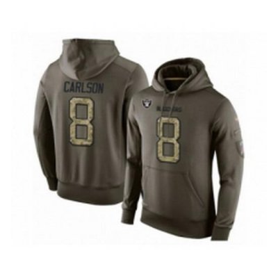 Football Mens Oakland Raiders 8 Daniel Carlson Green Salute To Service Pullover Hoodie