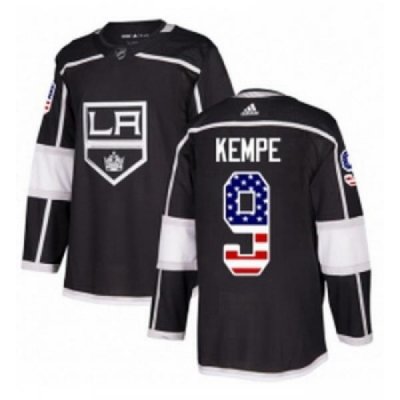 Youth Adidas Los Angeles Kings 9 Adrian Kempe Authentic Black USA Flag Fashion NHL Jersey