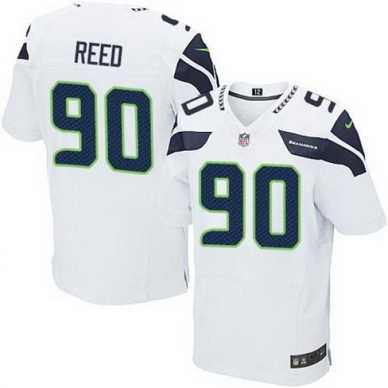 Nike Seahawks #90 Jarran Reed White Men Stitched NFL Elite Jersey