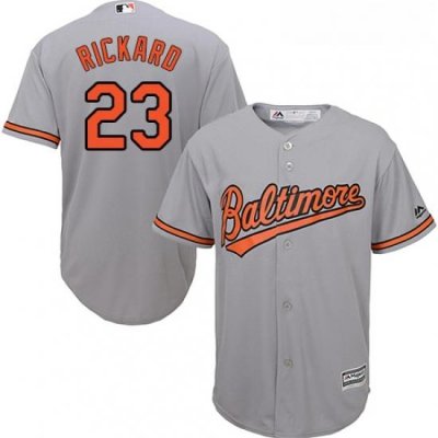 Youth Majestic Baltimore Orioles 23 Joey Rickard Replica Grey Road Cool Base MLB Jersey