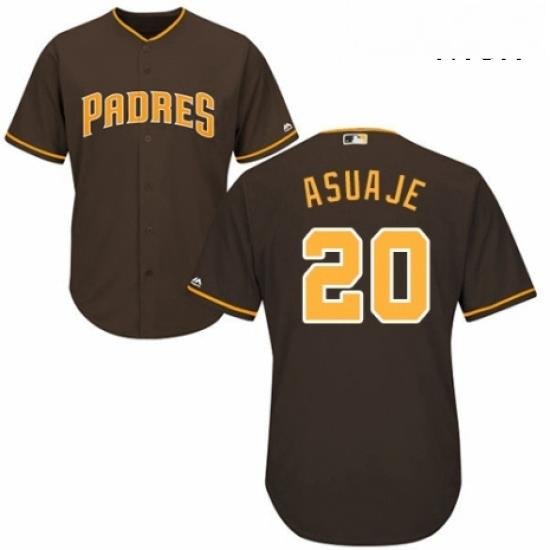 Mens Majestic San Diego Padres 20 Carlos Asuaje Replica Brown Alternate Cool Base MLB Jersey