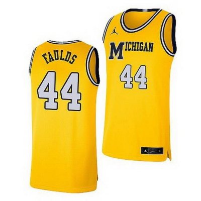 Michigan Wolverines Jaron Faulds Maize Retro Limited Basketball Jersey