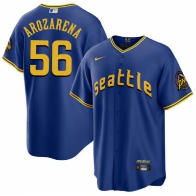 Men Seattle Mariners 56 Randy Arozarena Royal City Connect Cool Base Stitched Baseball Jersey