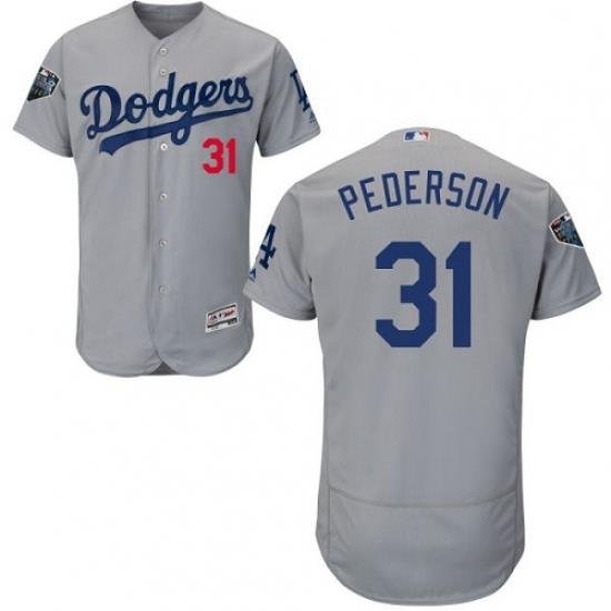 Mens Majestic Los Angeles Dodgers 31 Joc Pederson Gray Alternate Flex Base Authentic Collection 2018 World Series Jersey