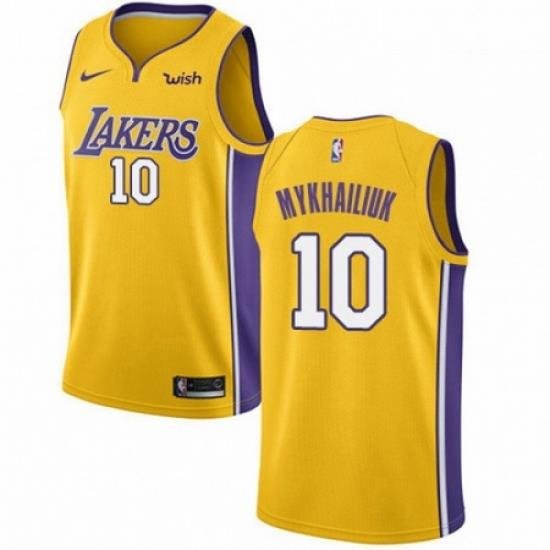 Mens Nike Los Angeles Lakers 10 Sviatoslav Mykhailiuk Swingman Gold NBA Jersey Icon Edition